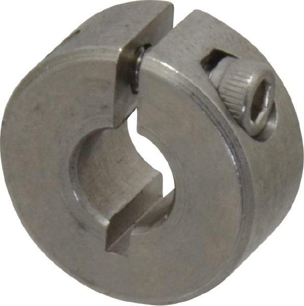 Climax Metal Products - 1/4" Bore, Stainless Steel, One Piece Clamp Collar - 11/16" Outside Diam, 5/16" Wide - Apex Tool & Supply