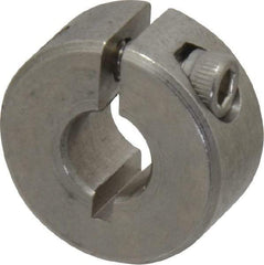 Climax Metal Products - 1/4" Bore, Stainless Steel, One Piece Clamp Collar - 11/16" Outside Diam, 5/16" Wide - Apex Tool & Supply