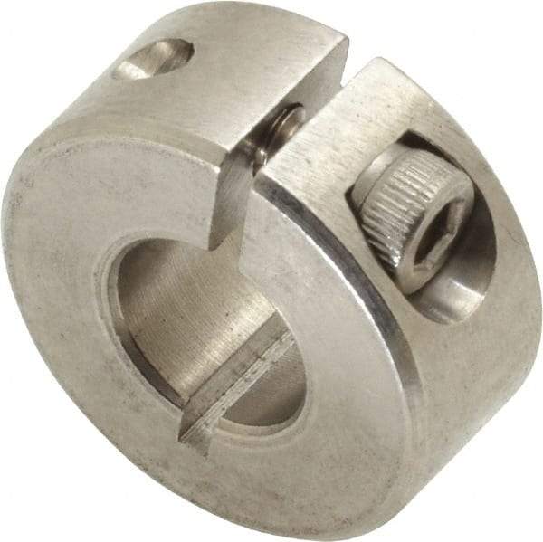 Climax Metal Products - 3/8" Bore, Stainless Steel, One Piece Clamp Collar - 7/8" Outside Diam, 3/8" Wide - Apex Tool & Supply