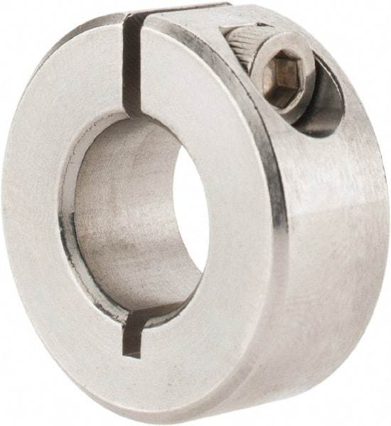 Climax Metal Products - 7/16" Bore, Stainless Steel, One Piece Clamp Collar - 15/16" Outside Diam, 3/8" Wide - Apex Tool & Supply