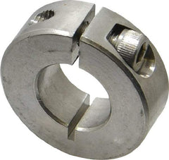 Climax Metal Products - 5/8" Bore, Stainless Steel, One Piece Clamp Collar - 1-5/16" Outside Diam, 7/16" Wide - Apex Tool & Supply