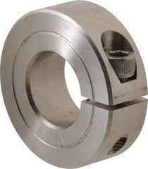 Climax Metal Products - 11/16" Bore, Stainless Steel, One Piece One Piece Split Shaft Collar - 1-1/2" Outside Diam, 1/2" Wide - Apex Tool & Supply