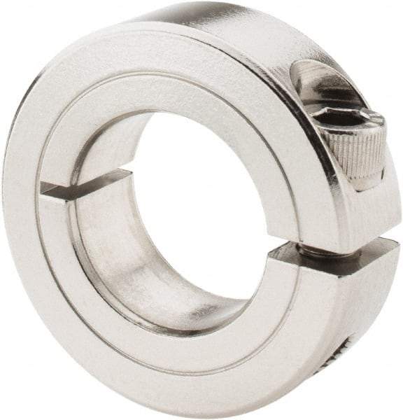 Climax Metal Products - 7/8" Bore, Stainless Steel, One Piece Clamp Collar - 1-5/8" Outside Diam, 1/2" Wide - Apex Tool & Supply