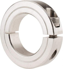 Climax Metal Products - 1-1/4" Bore, Stainless Steel, One Piece Clamp Collar - 2-1/16" Outside Diam, 1/2" Wide - Apex Tool & Supply
