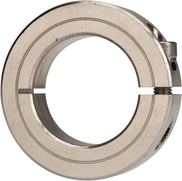 Climax Metal Products - 1-3/8" Bore, Stainless Steel, One Piece Clamp Collar - 2-1/4" Outside Diam, 9/16" Wide - Apex Tool & Supply