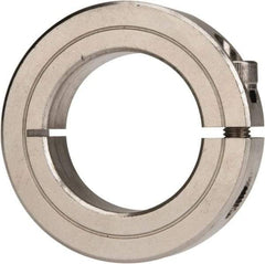 Climax Metal Products - 1-3/8" Bore, Stainless Steel, One Piece Clamp Collar - 2-1/4" Outside Diam, 9/16" Wide - Apex Tool & Supply