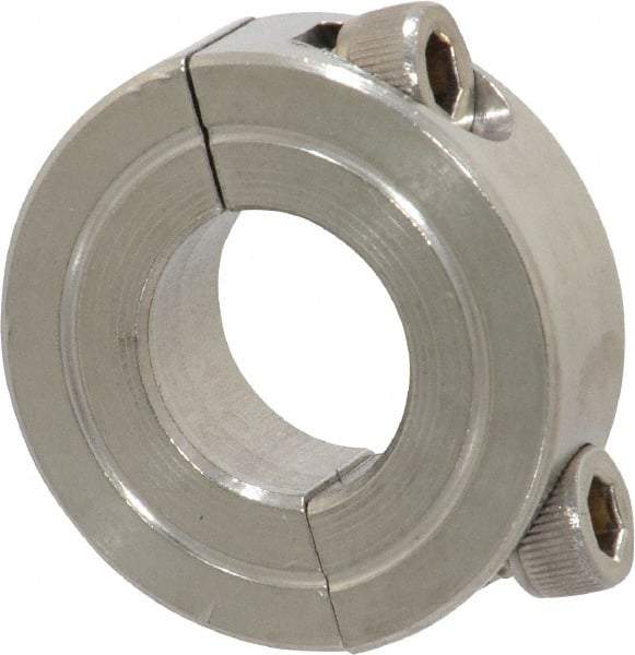 Climax Metal Products - 5/8" Bore, Stainless Steel, Two Piece Shaft Collar - 1-5/16" Outside Diam, 7/16" Wide - Apex Tool & Supply