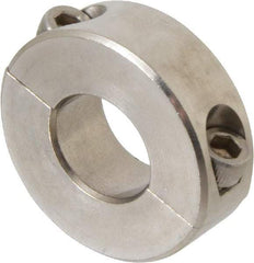 Climax Metal Products - 11/16" Bore, Stainless Steel, Two Piece Two Piece Split Shaft Collar - 1-1/2" Outside Diam, 1/2" Wide - Apex Tool & Supply