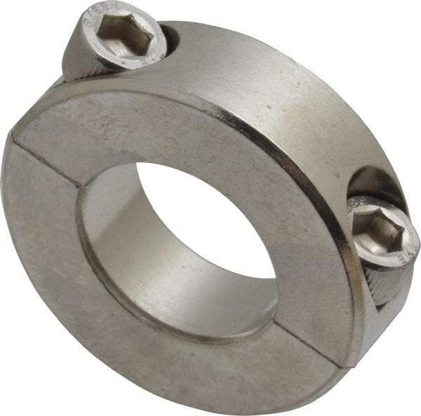 Climax Metal Products - 7/8" Bore, Stainless Steel, Two Piece Shaft Collar - 1-5/8" Outside Diam, 1/2" Wide - Apex Tool & Supply