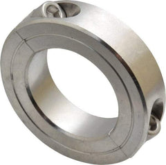 Climax Metal Products - 1-3/8" Bore, Stainless Steel, Two Piece Shaft Collar - 2-1/4" Outside Diam, 9/16" Wide - Apex Tool & Supply
