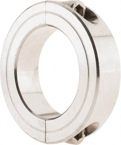 Climax Metal Products - 1-7/16" Bore, Stainless Steel, Two Piece Shaft Collar - 2-1/4" Outside Diam, 9/16" Wide - Apex Tool & Supply