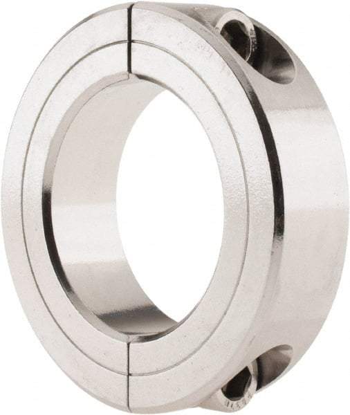Climax Metal Products - 1-5/8" Bore, Stainless Steel, Two Piece Shaft Collar - 2-5/8" Outside Diam, 11/16" Wide - Apex Tool & Supply