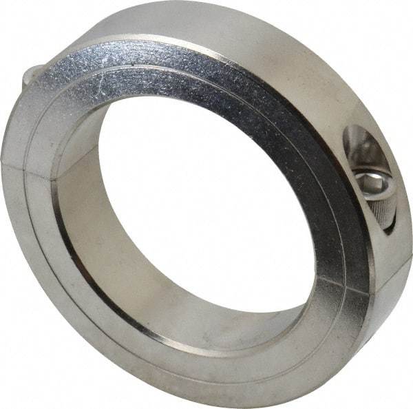 Climax Metal Products - 2-3/8" Bore, Stainless Steel, Two Piece Two Piece Split Shaft Collar - 3-1/2" Outside Diam, 3/4" Wide - Apex Tool & Supply