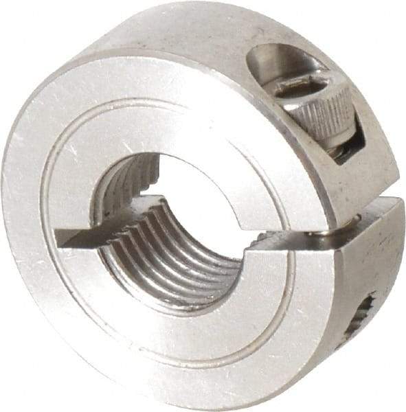 Climax Metal Products - 1/2-20 Thread, Stainless Steel, One Piece Threaded Shaft Collar - 1-1/8" Outside Diam, 13/32" Wide - Apex Tool & Supply