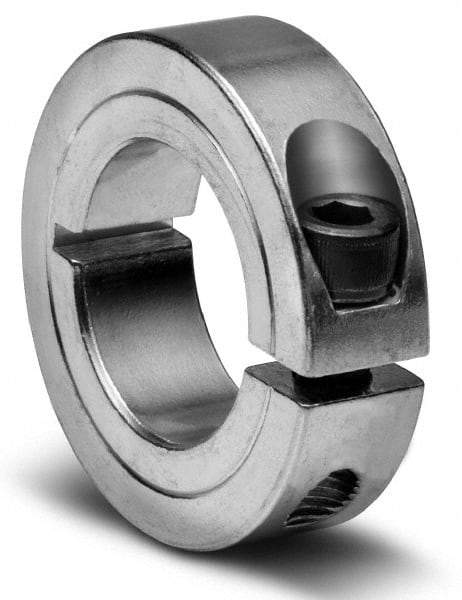 Climax Metal Products - 1-9/16" Bore, Aluminum, One Piece Clamping Shaft Collar - 2-3/8" Outside Diam, 9/16" Wide - Apex Tool & Supply