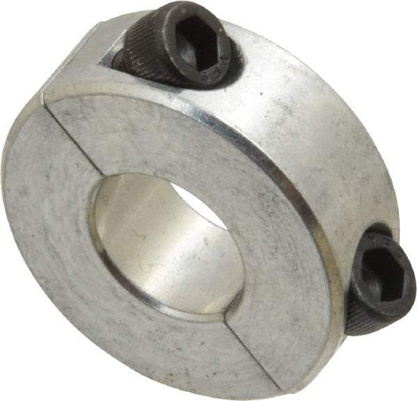 Climax Metal Products - 1/2" Bore, Aluminum, Two Piece Shaft Collar - 1-1/8" Outside Diam, 13/32" Wide - Apex Tool & Supply