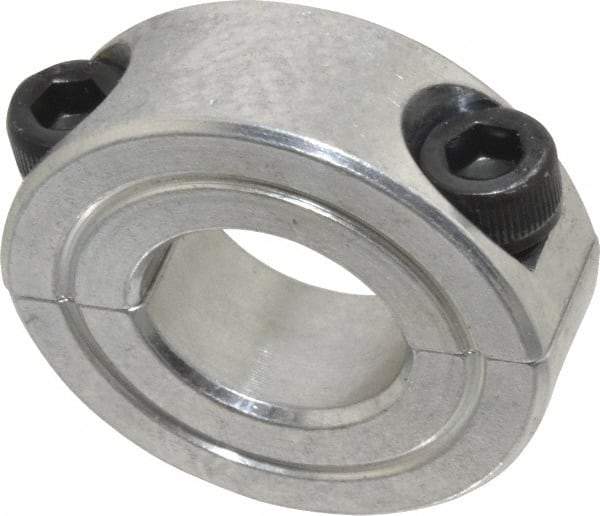 Climax Metal Products - 5/8" Bore, Aluminum, Two Piece Shaft Collar - 1-5/16" Outside Diam, 7/16" Wide - Apex Tool & Supply