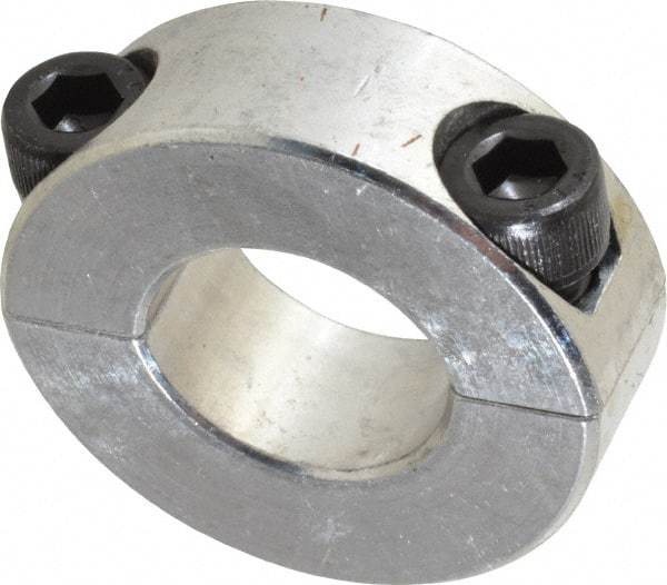 Climax Metal Products - 3/4" Bore, Aluminum, Two Piece Shaft Collar - 1-1/2" Outside Diam, 1/2" Wide - Apex Tool & Supply