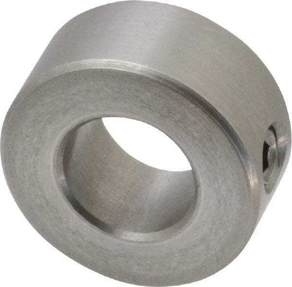 Climax Metal Products - 1/2" Bore, Stainless Steel, Set Screw Shaft Collar - 1" Outside Diam, 7/16" Wide - Apex Tool & Supply