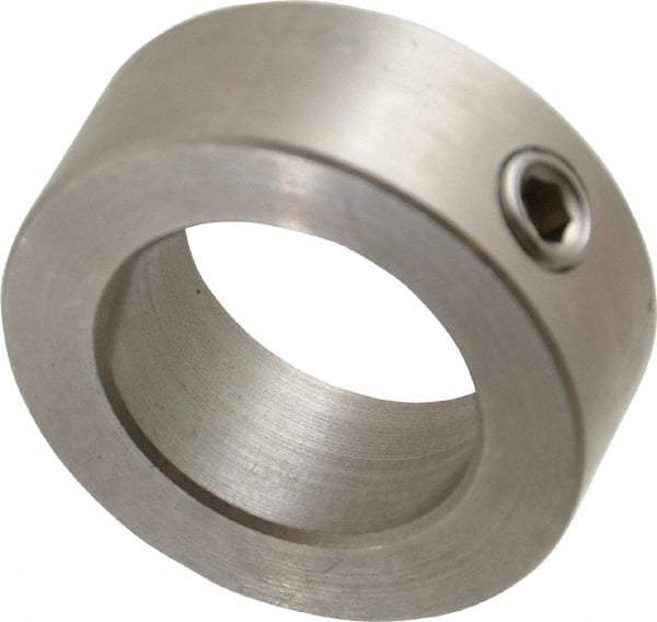 Climax Metal Products - 15/16" Bore, Stainless Steel, Set Screw Shaft Collar - 1-1/2" Outside Diam, 9/16" Wide - Apex Tool & Supply