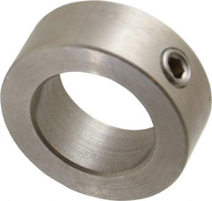 Climax Metal Products - 15/16" Bore, Stainless Steel, Set Screw Shaft Collar - 1-1/2" Outside Diam, 9/16" Wide - Apex Tool & Supply