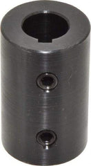 Climax Metal Products - 5/8" Inside x 1-1/4" Outside Diam, Mild Steel Set Screw Rigid Coupling with keyway - 2" Long x 3/16" Keyway Width x 3/32" Keyway Depth - Apex Tool & Supply