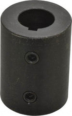 Climax Metal Products - 3/4" Inside x 1-1/2" Outside Diam, Mild Steel Set Screw Rigid Coupling with keyway - 2" Long x 3/16" Keyway Width x 3/32" Keyway Depth - Apex Tool & Supply