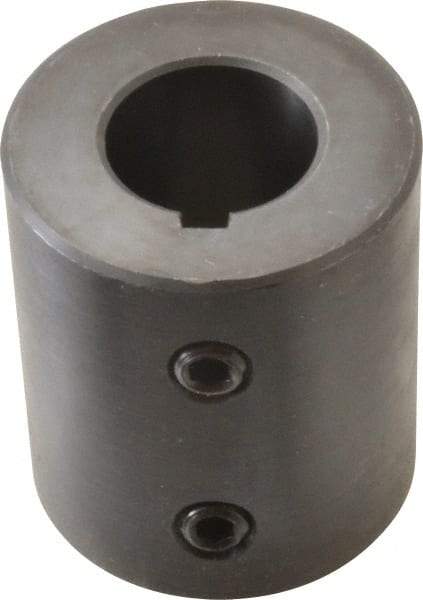 Climax Metal Products - 7/8" Inside x 1-3/4" Outside Diam, Mild Steel Set Screw Rigid Coupling with keyway - 2" Long x 3/16" Keyway Width x 3/32" Keyway Depth - Apex Tool & Supply