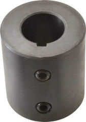 Climax Metal Products - 7/8" Inside x 1-3/4" Outside Diam, Mild Steel Set Screw Rigid Coupling with keyway - 2" Long x 3/16" Keyway Width x 3/32" Keyway Depth - Apex Tool & Supply