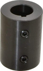 Climax Metal Products - 1-1/8" Inside x 2-1/8" Outside Diam, Mild Steel Set Screw Rigid Coupling with keyway - 3" Long x 1/4" Keyway Width x 1/8" Keyway Depth - Apex Tool & Supply