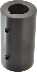 Climax Metal Products - 1-1/4" Inside x 2-1/4" Outside Diam, Mild Steel Set Screw Rigid Coupling with keyway - 4" Long x 1/4" Keyway Width x 1/8" Keyway Depth - Apex Tool & Supply