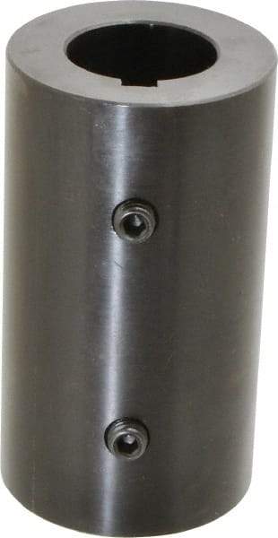 Climax Metal Products - 1-3/8" Inside x 2-1/2" Outside Diam, Mild Steel Set Screw Rigid Coupling with keyway - 4-1/2" Long x 5/16" Keyway Width x 5/32" Keyway Depth - Apex Tool & Supply