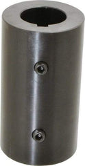 Climax Metal Products - 1-3/8" Inside x 2-1/2" Outside Diam, Mild Steel Set Screw Rigid Coupling with keyway - 4-1/2" Long x 5/16" Keyway Width x 5/32" Keyway Depth - Apex Tool & Supply
