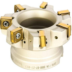 Iscar - 2-1/2" Cut Diam, 1" Arbor Hole, 0.354" Max Depth of Cut, 88° Indexable Chamfer & Angle Face Mill - 7 Inserts, OXMT 0507\xB6S890 SN.U 1305 Insert, Right Hand Cut, 7 Flutes, Series Helido - Apex Tool & Supply
