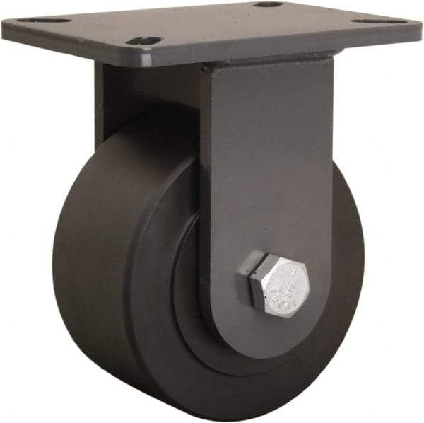 Hamilton - 6" Diam x 3" Wide x 8" OAH Top Plate Mount Rigid Caster - Nylon, 4,000 Lb Capacity, Sealed Precision Ball Bearing, 5-1/4 x 7-1/4" Plate - Apex Tool & Supply