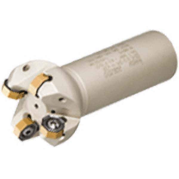 Iscar - 45° Lead Angle, 50.4mm Max Cut Diam, 40mm Min Cut Diam, 3.5mm Max Depth of Cut, Indexable Chamfer and Angle End Mill - 4 Inserts, ONMU 0505 Insert Style, 110mm Overall Length, Through Coolant, Straight Shank - Apex Tool & Supply
