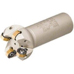 Iscar - 45° Lead Angle, 42.4mm Max Cut Diam, 32mm Min Cut Diam, 3.5mm Max Depth of Cut, Indexable Chamfer and Angle End Mill - 3 Inserts, ONMU 0505 Insert Style, 100mm Overall Length, Through Coolant, Straight Shank - Apex Tool & Supply