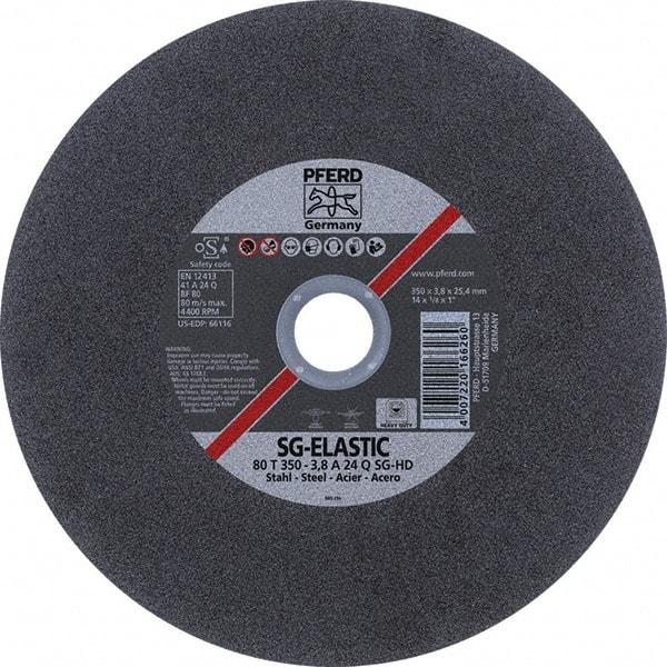 PFERD - 14" Aluminum Oxide Cutoff Wheel - 1/8" Thick, 1" Arbor, Use with Stationary Tools - Apex Tool & Supply