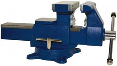 Yost Vises - 6-1/2" Jaw Width x 11" (Reversed), 7" (Regular) Jaw Opening Capacity, 3" (Reversed), 4" (Regular) Throat Depth, Bench & Pipe Combination Vise - 1/8 to 3-1/2" Pipe Capacity, Swivel Base, Bolt Down Attachment, Ductile Iron - Apex Tool & Supply