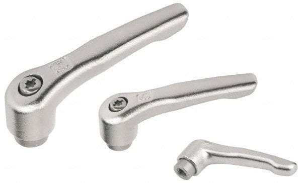 KIPP - 1/4-20, 17/32" Hub Diam, Stainless Steel Female Threaded Insert Adjustable Clamping Handle - 74.5mm OAL, 42.5mm High, 12mm Hole Depth - Apex Tool & Supply