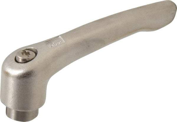 KIPP - 5/16-18, 13.5mm Hub Diam, Stainless Steel Female Threaded Insert Adjustable Clamping Handle - 74.5mm OAL, 42.5mm High, 12mm Hole Depth - Apex Tool & Supply