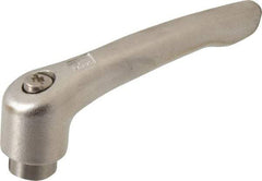 KIPP - 5/16-18, 13.5mm Hub Diam, Stainless Steel Female Threaded Insert Adjustable Clamping Handle - 74.5mm OAL, 42.5mm High, 12mm Hole Depth - Apex Tool & Supply