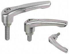 KIPP - 5/16-18, 17/32" Hub Diam, Stainless Steel Threaded Stud Adjustable Clamping Handle - 15mm Stud Length, 74.5mm OAL, 42.5mm High - Apex Tool & Supply