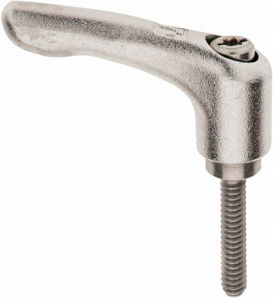 KIPP - #10-24, 10mm Hub Diam, Stainless Steel Threaded Stud Adjustable Clamping Handle - 25mm Stud Length, 47mm OAL, 31mm High - Apex Tool & Supply