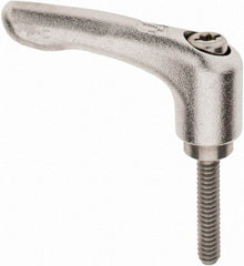 KIPP - #10-24, 10mm Hub Diam, Stainless Steel Threaded Stud Adjustable Clamping Handle - 25mm Stud Length, 47mm OAL, 31mm High - Apex Tool & Supply