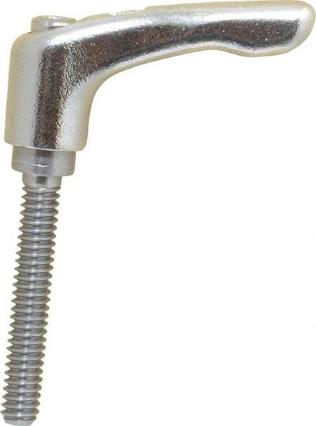 KIPP - 1/4-20, 10mm Hub Diam, Stainless Steel Threaded Stud Adjustable Clamping Handle - 40mm Stud Length, 47mm OAL, 31mm High - Apex Tool & Supply