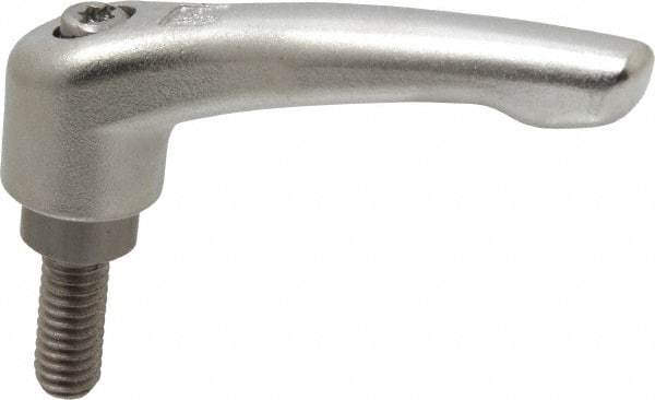 KIPP - 5/16-18, 17/32" Hub Diam, Stainless Steel Threaded Stud Adjustable Clamping Handle - 20mm Stud Length, 74.5mm OAL, 42.5mm High - Apex Tool & Supply