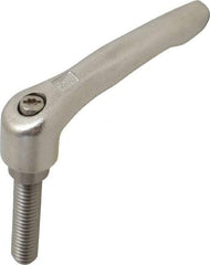 KIPP - 3/8-16, 17/32" Hub Diam, Stainless Steel Threaded Stud Adjustable Clamping Handle - 40mm Stud Length, 74.5mm OAL, 42.5mm High - Apex Tool & Supply