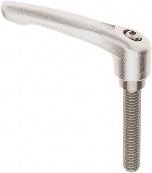 KIPP - 3/8-16, 17/32" Hub Diam, Stainless Steel Threaded Stud Adjustable Clamping Handle - 1-31/32" Stud Length, 74.5mm OAL, 42.5mm High - Apex Tool & Supply