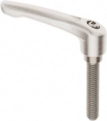 KIPP - 3/8-16, 17/32" Hub Diam, Stainless Steel Threaded Stud Adjustable Clamping Handle - 1-31/32" Stud Length, 74.5mm OAL, 42.5mm High - Apex Tool & Supply
